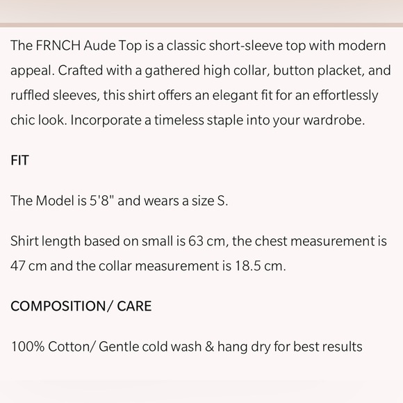 BNWT FRNCH Aude Top - Blanc - Picture 4 of 4